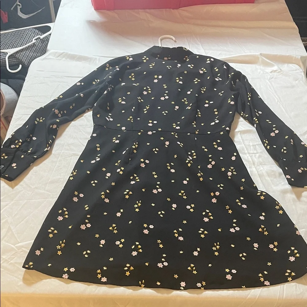 LOFT Black Floral Long Sleeve Dress - Picture 9 of 12